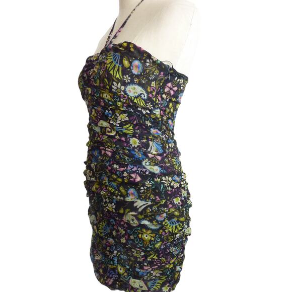 Zara Floral Chiffon Mini Dress String Halter Dress M - Picture 4 of 6